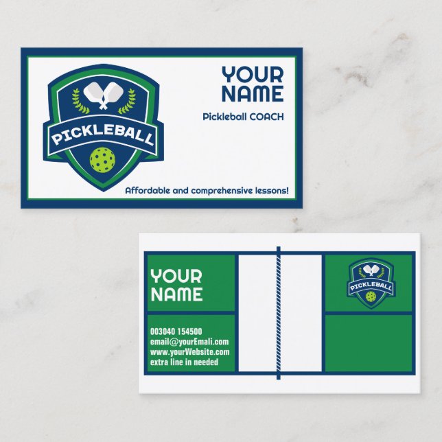 Tarjeta De Visita texto personalizado Baloncesto blanco y verde (Anverso / Reverso)