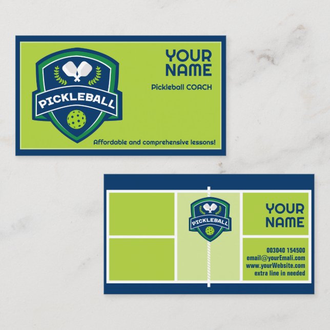 Tarjeta De Visita texto personalizado Baloncesto verde y azul (Anverso / Reverso)