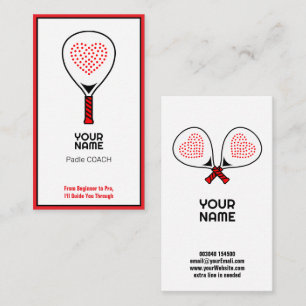 Tarjeta De Visita 🎾 texto Personalizado, entrenador Padel