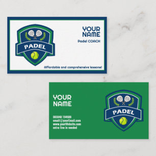 Tarjeta De Visita 🎾 texto Personalizado, entrenador Padel