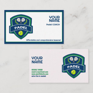 Tarjeta De Visita 🎾 texto Personalizado, entrenador Padel