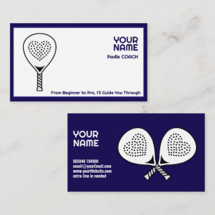 Tarjeta De Visita 🎾 texto Personalizado, entrenador Padel