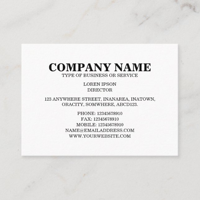 Tarjeta De Visita Texto simple 06a - Blanco (Anverso)