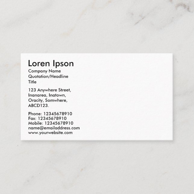 Tarjeta De Visita Texto simple - Blanco (Anverso)