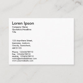 Tarjeta De Visita Texto simple - Blanco