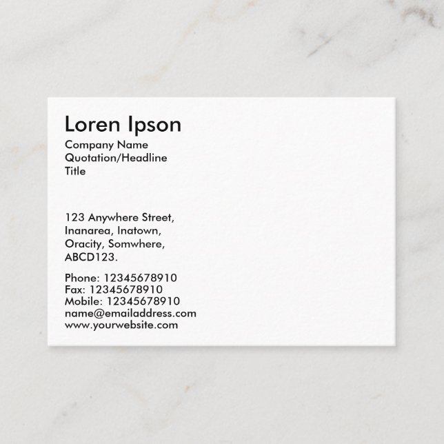 Tarjeta De Visita Texto simple - Blanco (Anverso)