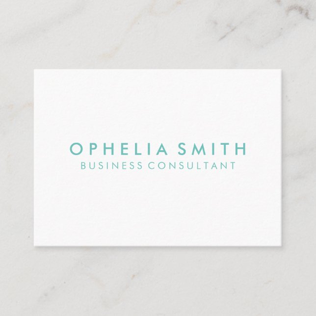 Tarjeta De Visita Texto verde azul minimalista (Anverso)