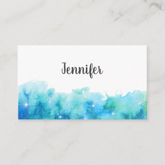 Tarjeta De Visita textura acuarela simple añadir tu nombre de negoci (Anverso)