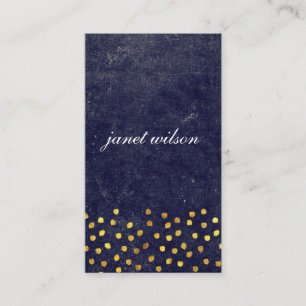 Tarjeta De Visita textura azul chic con patrón de motas doradas