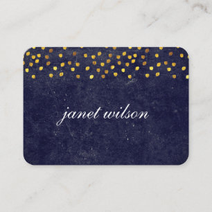 Tarjeta De Visita textura azul moda con patrón de manchas doradas
