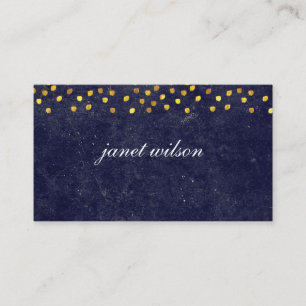 Tarjeta De Visita textura azul moda con patrón de manchas doradas