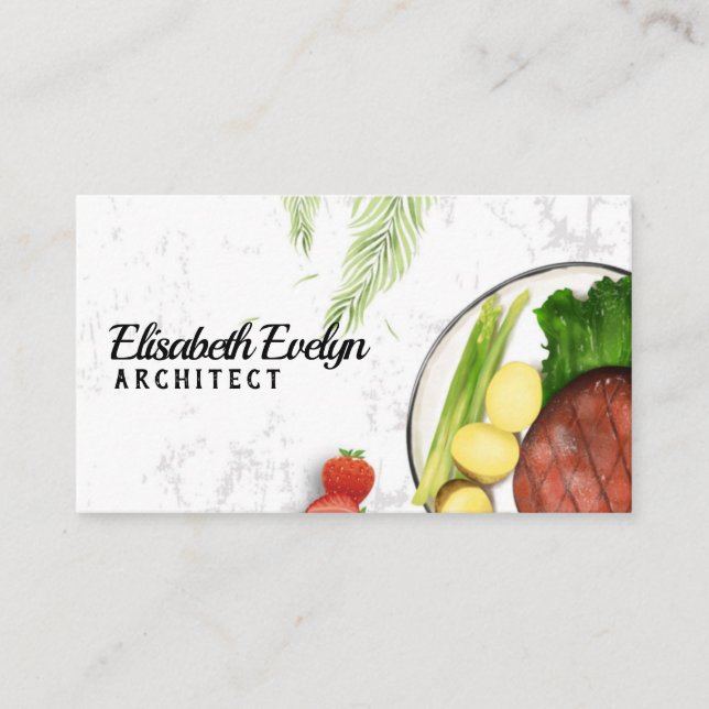 Tarjeta De Visita Textura de alimento occidental Minimalista (Anverso)
