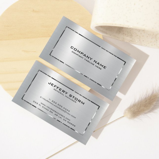 Tarjeta De Visita Textura de aluminio cepillado de gris plateado (Subido por el creador)
