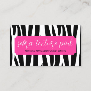 Tarjeta De Visita Textura de cebra simple negro rosa