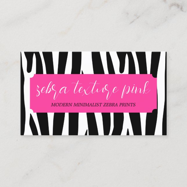 Tarjeta De Visita Textura de cebra simple negro rosa (Anverso)