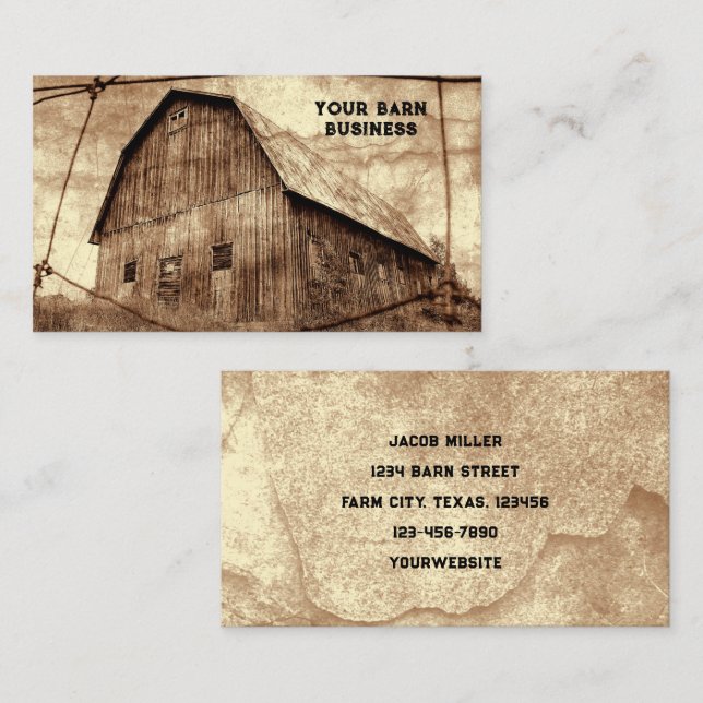 Tarjeta De Visita Textura de cosecha de cosecha de sepia rústica en  (Anverso / Reverso)