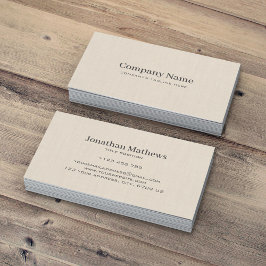 Tarjeta De Visita Textura de crema de lino beige Monograma simple el