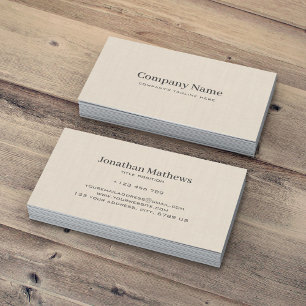 Tarjeta De Visita Textura de crema de lino beige Monograma simple el