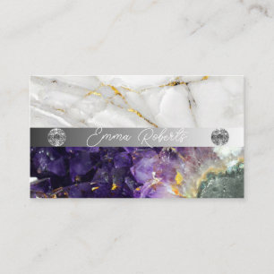 Tarjeta De Visita Textura de Cuarzo Cristalino de Amatista Mineral