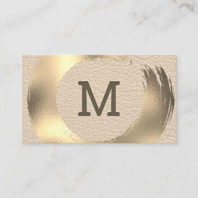 Tarjeta De Visita Textura de cuero | Cepillado de oro (Anverso)