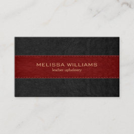 Tarjeta De Visita Textura de cuero de color rojo y negro