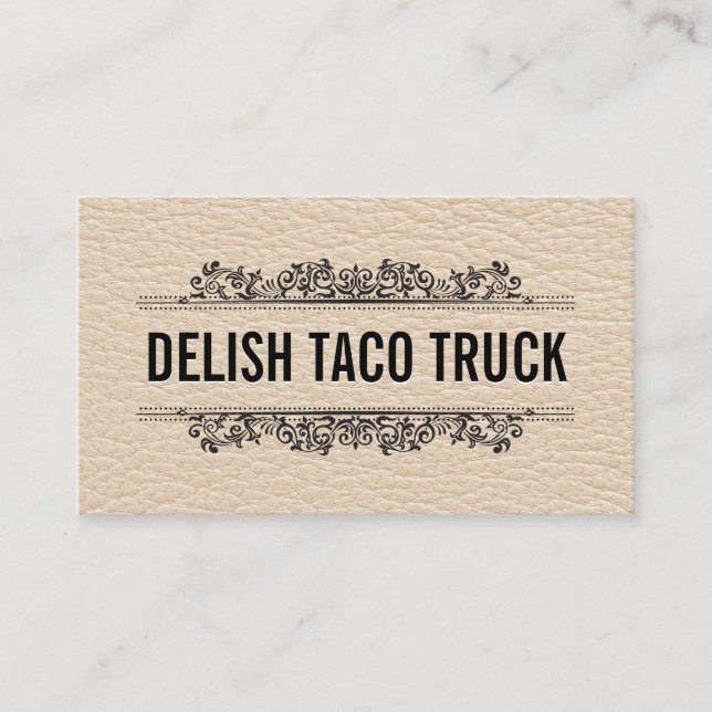 Tarjeta De Visita Textura de cuero | Elementos orgánicos (Anverso)