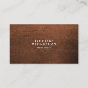 Tarjeta De Visita Textura de cuero marrón