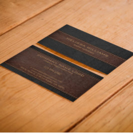 Tarjeta De Visita Textura de cuero marrón y negro
