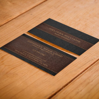Tarjeta De Visita Textura de cuero marrón y negro