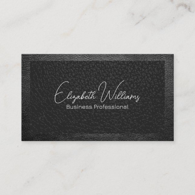 Tarjeta De Visita Textura de cuero negro de dos tonos (Anverso)