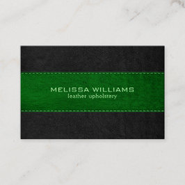 Tarjeta De Visita Textura de cuero vintage verde y negro