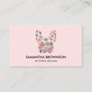 Tarjeta De Visita Textura de flor rosa Bulldog Francés mascota senta
