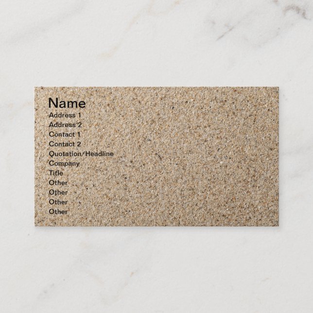 Tarjeta De Visita Textura de la arena para el fondo (Anverso)
