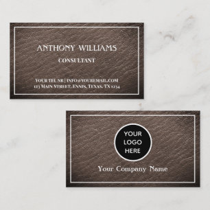 Tarjeta De Visita Textura de la Compañía con logotipo de cuero marró