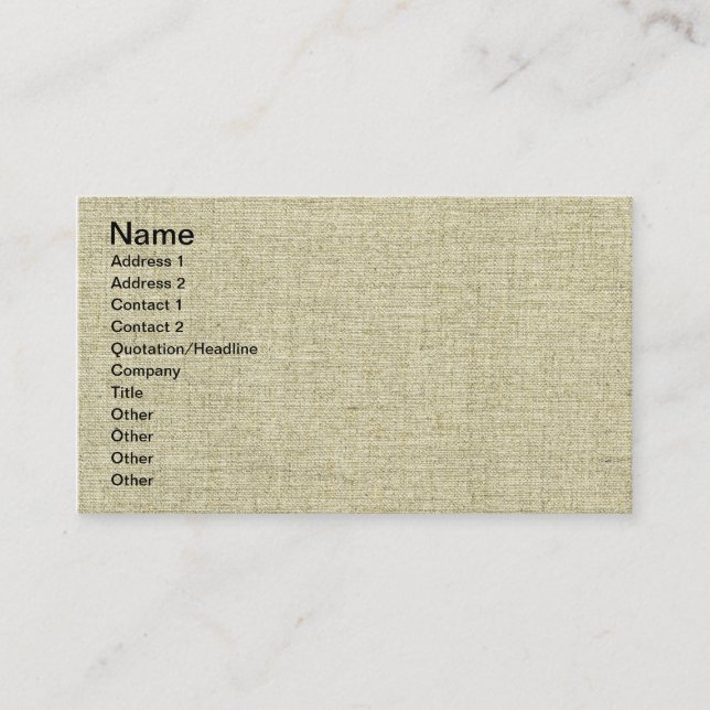 Tarjeta De Visita Textura de Lienzo de Lino Natural (Anverso)