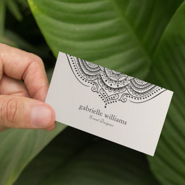 Tarjeta De Visita Textura de lino crema claro con manada ornamentada (Subido por el creador)