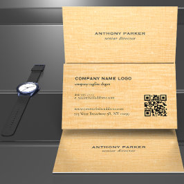 Tarjeta De Visita Textura de lino dorado con sutil brillo blanco