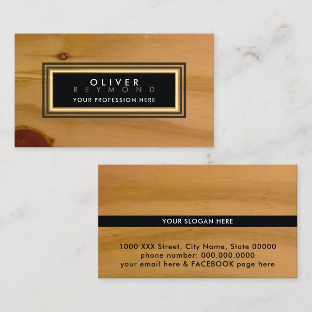 Tarjeta De Visita textura de madera clara profesional clásico modern (Anverso / Reverso)