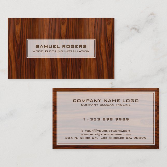 Tarjeta De Visita Textura de madera de caoba marrón (Anverso / Reverso)