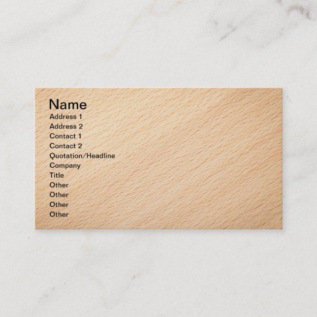 Tarjeta De Visita Textura de madera de haya para el fondo 2 (Anverso)