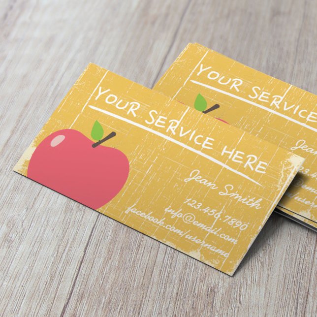 Tarjeta De Visita Textura de madera de oro y Apple grande (Subido por el creador)