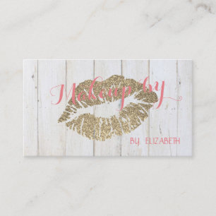 Tarjeta De Visita Textura de Madera Elegante, Labios Brillantes