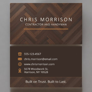 Tarjeta De Visita Textura de madera Handyman y Contratista General