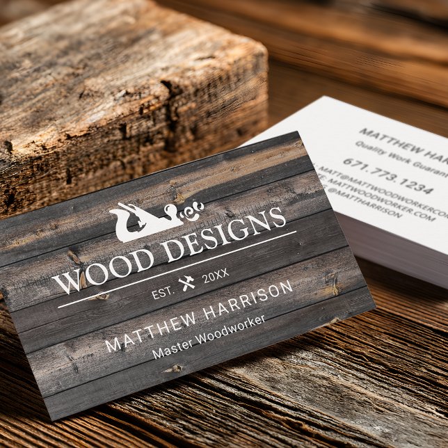 Tarjeta De Visita Textura de Madera Rústica Carpintería (Rustic Wood Texture Woodworking Business Card)