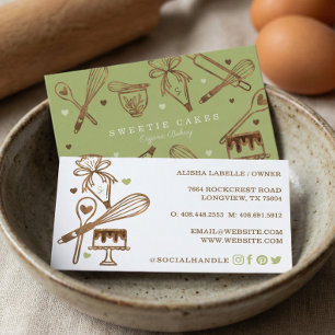 Tarjeta De Visita Textura de madera Utensil para hornear y cocinar y