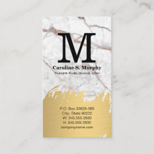 Tarjeta De Visita Textura de mármol blanco   Cepillado de oro