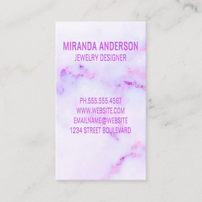 Tarjeta De Visita Textura de Mármol Púrpura (Anverso)