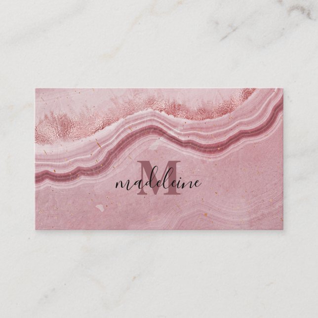 Tarjeta De Visita Textura de mármol rosa elegante (Anverso)