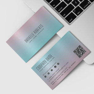 Tarjeta De Visita Textura de Ombre Azul Rosa