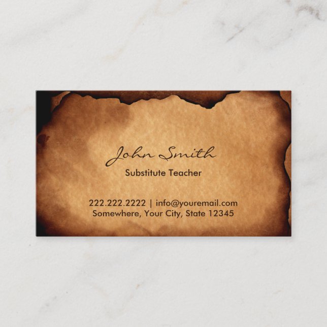 Tarjeta De Visita Textura de papel antiguo del profesor de época (Anverso)